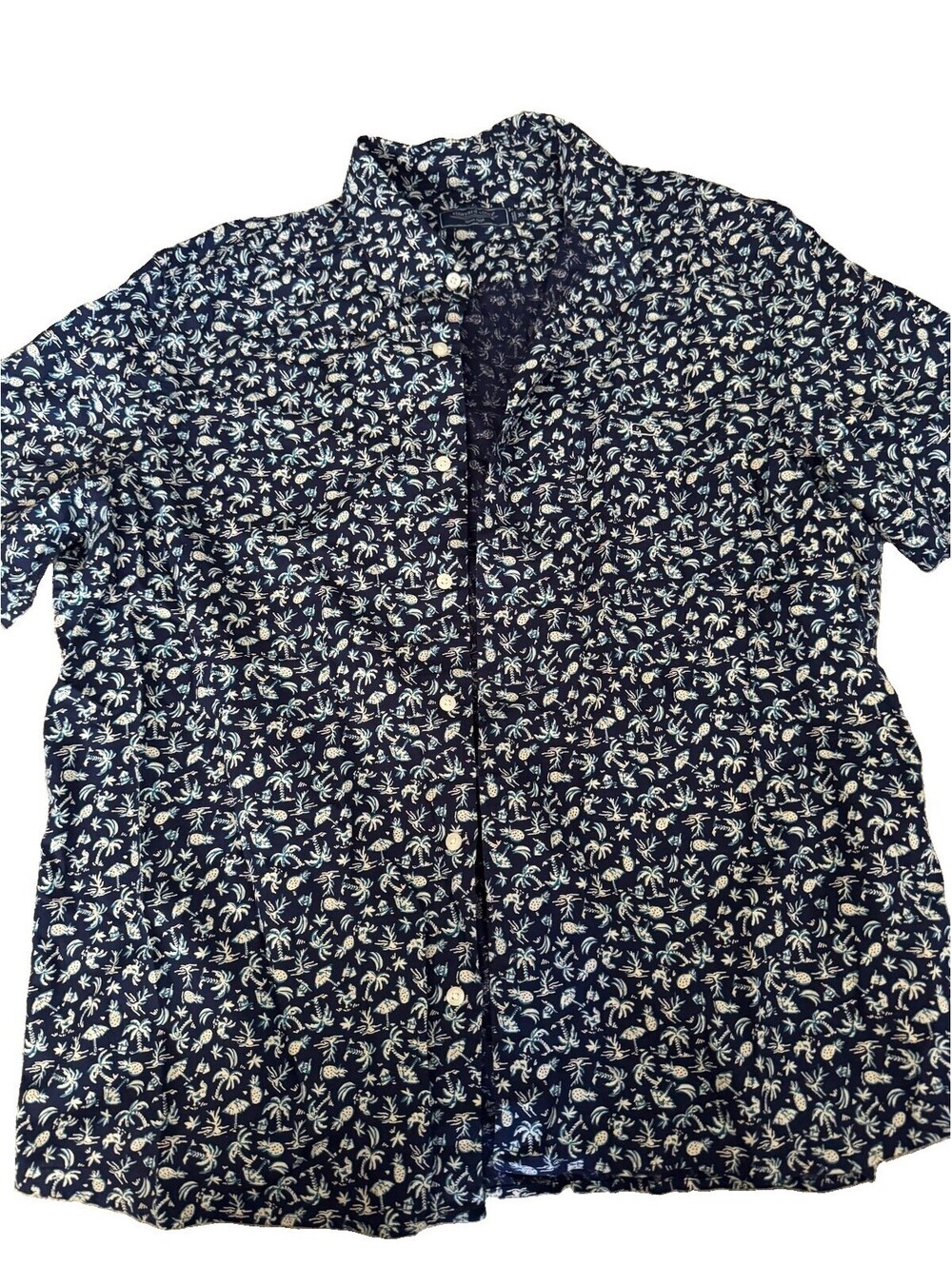 Vineyard Vines Men's Short Sleeve Hawaiin Shirt XL Dark Blue